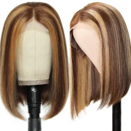 Highlighted ombre bob wig – 150% density short virgin remy human hair lace wig