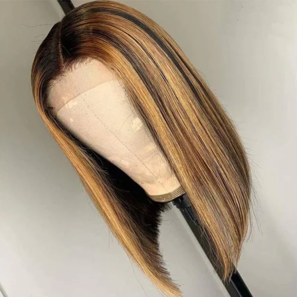 Highlighted ombre bob wig - 150% density short virgin remy human hair lace wig